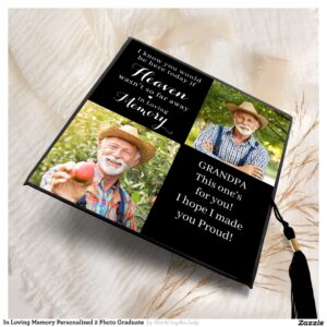 In Loving Memory Personalized 2 Photo Graduate Graduation Cap Topper