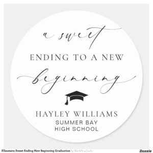 Ellesmere Sweet Ending New Beginning Graduation Classic Round Sticker