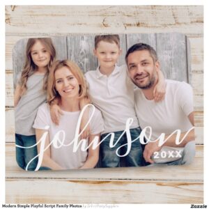 Modern Simple Playful Script Family Photos Magnet