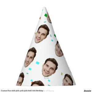 Custom Face 20th 30th 40th 50th 60th 70th Birthday Party Hat