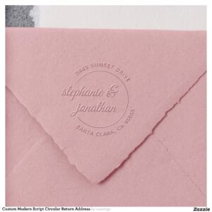 Custom Modern Script Circular Return Address Embosser