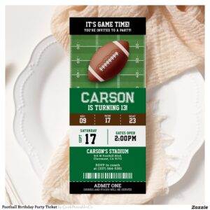 Football Birthday Party Ticket Invitation