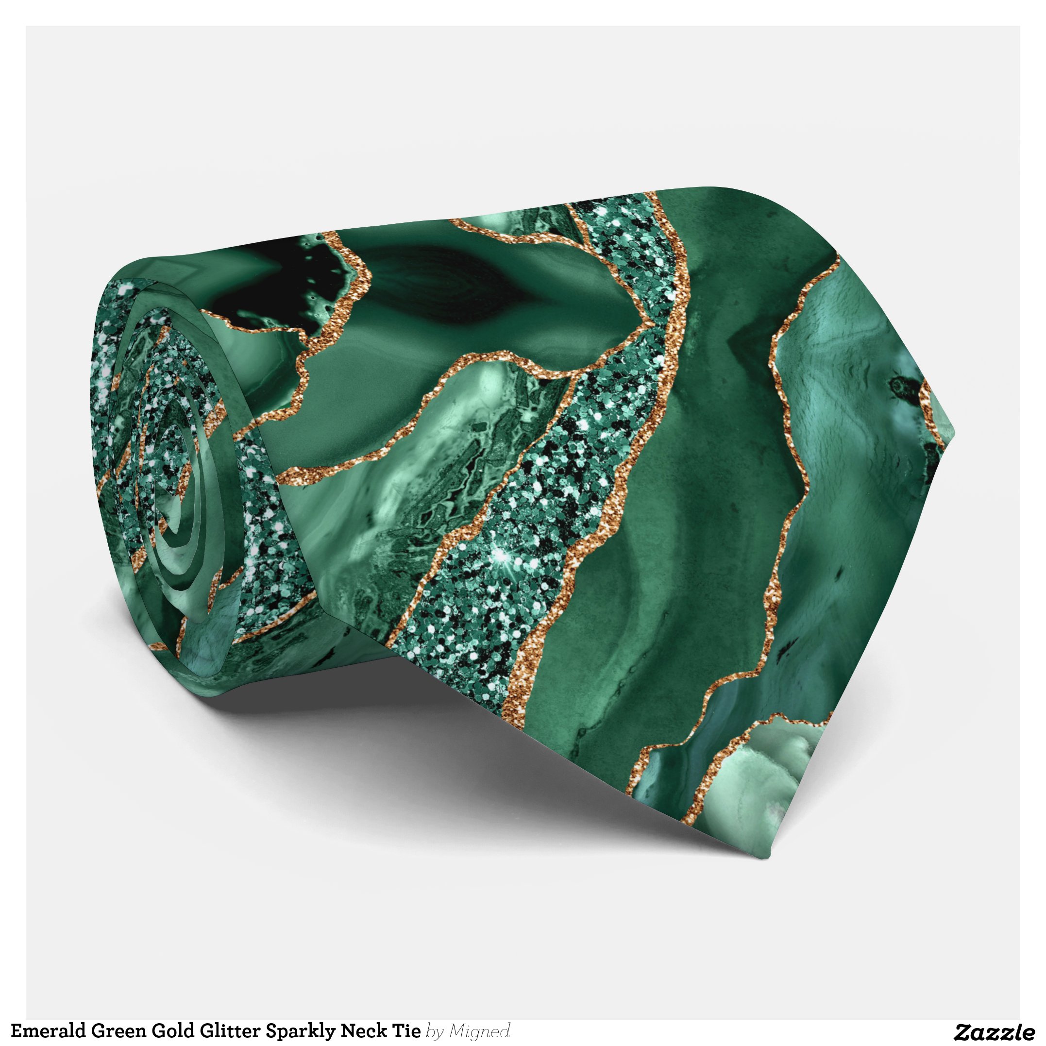 Emerald Green Gold Glitter Sparkly Neck Tie