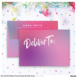 Fun Colorful Modern Sweet Sixteen Birthday Party Envelope