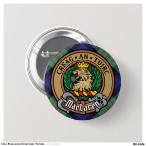 Clan MacLaren Crest over Tartan Button