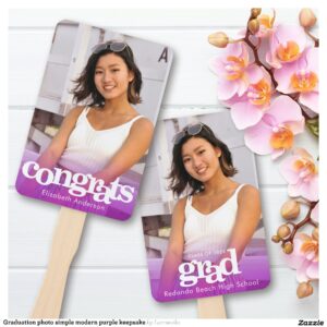 Graduation photo simple modern purple keepsake hand fan