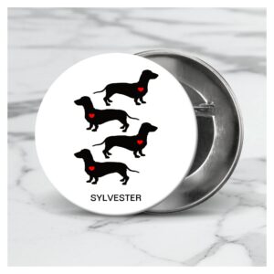 Dachshund Sausage Dog Heart Monogram Name Button