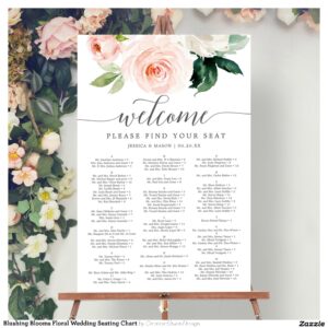 Blushing Blooms Floral Wedding Seating Chart Foam Board