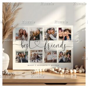 Best Friends Script Gift For Friends Photo Collage Plaque
