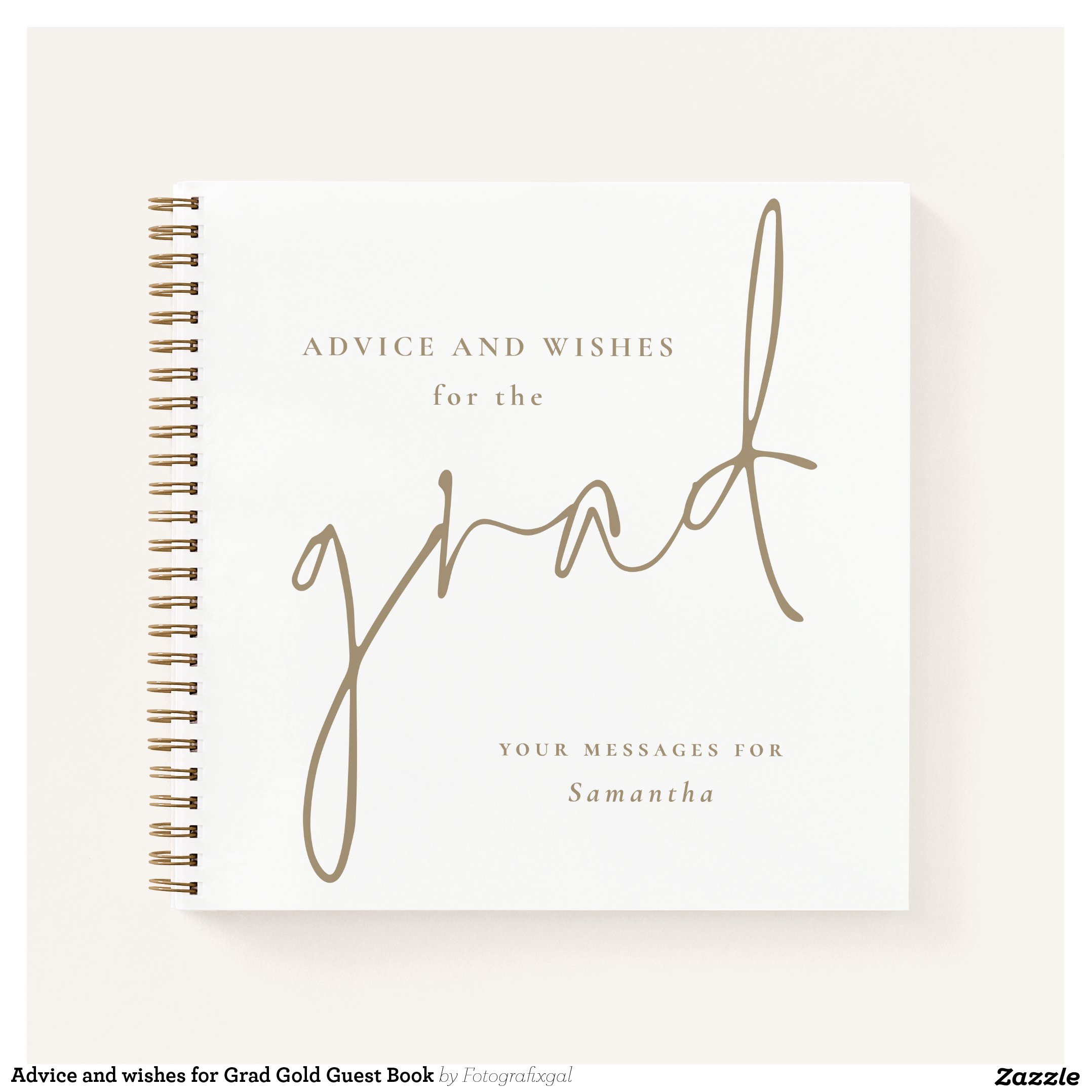 Advice and wishes for Grad Gold Guest Book