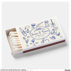 Hand Drawn funky Handwritten wedding Matchboxes