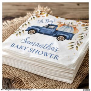 Blue Pumpkin Truck Baby Shower Paper Napkins