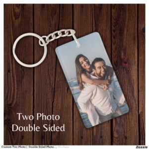 Custom Two Photo Double Sided Photo Keychain
