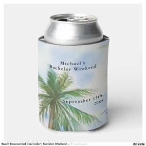 Beach Personalized Can Cooler Bachelor Weekend