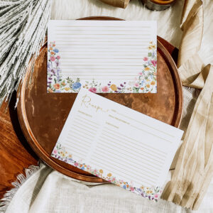 Colorful Boho Wildflower Garden Bridal Recipe Card