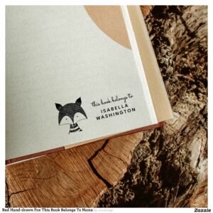 Red Hand-drawn Fox This Book Belongs To Name Self-inking Stamp