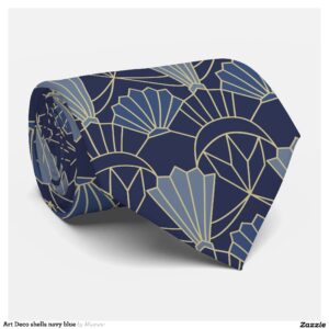 Art Deco shells navy blue Neck Tie