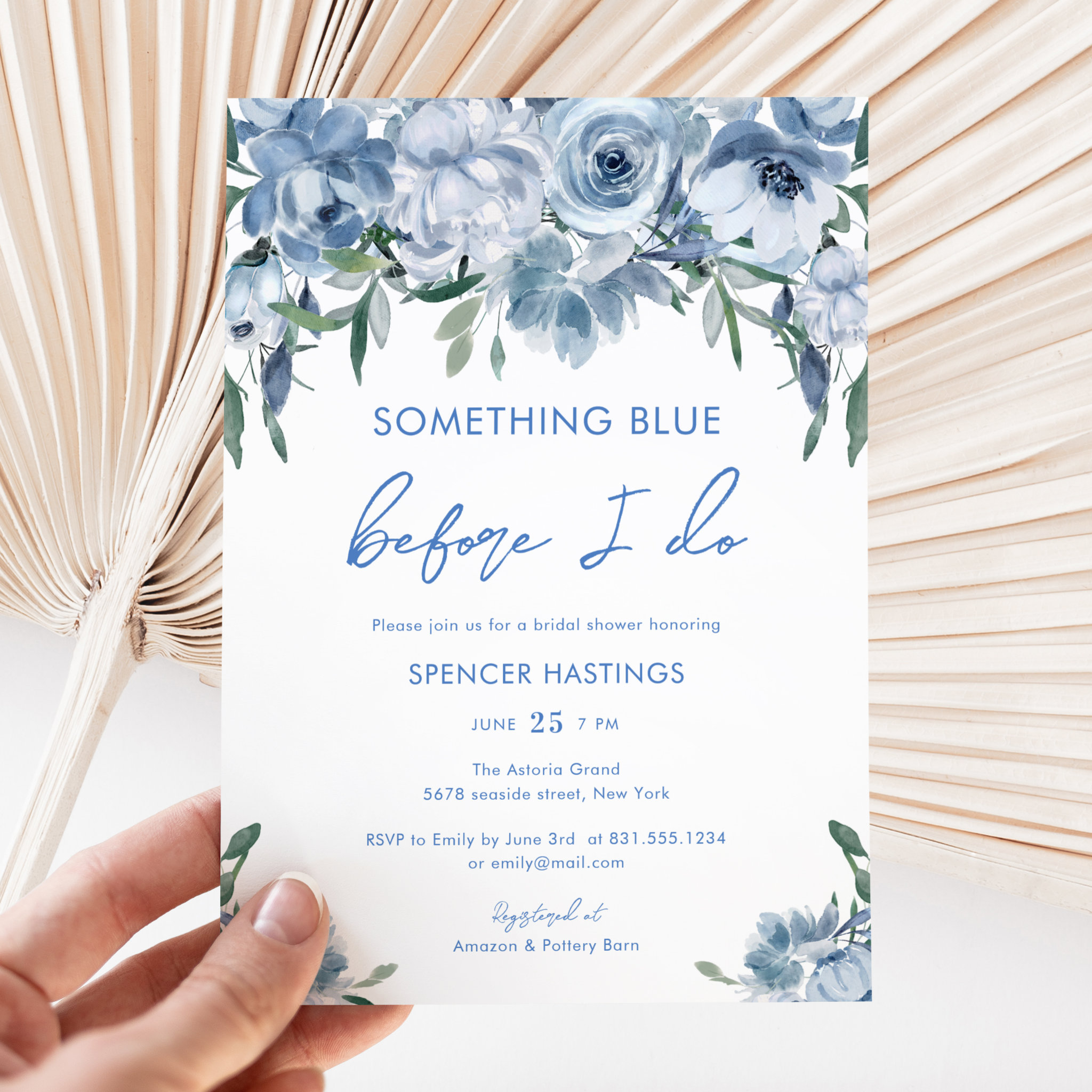 Something Blue Before I Do Floral Bridal Shower Invitation