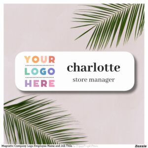 Magnetic Company Logo Employee Name and Job Title Name Tag