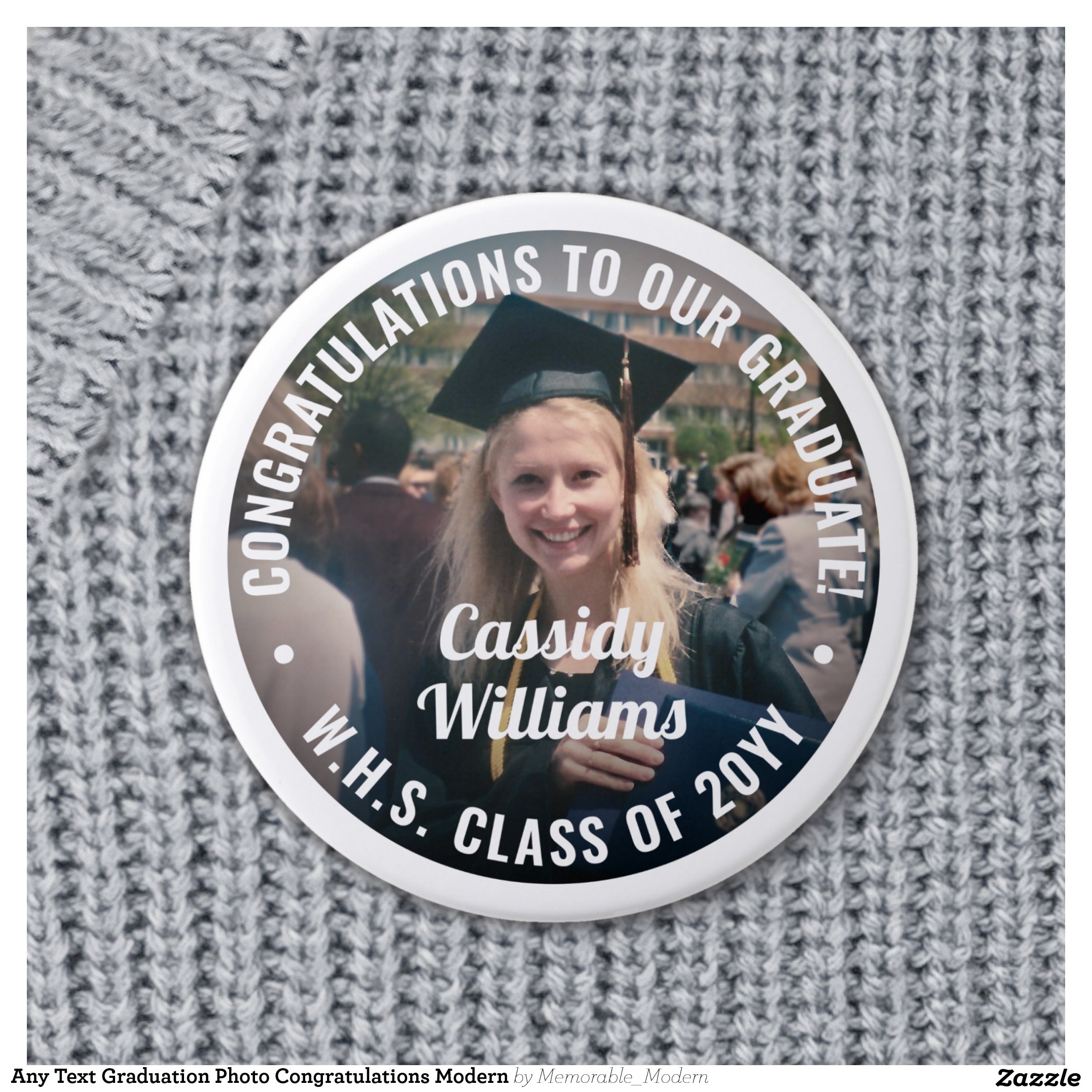 Any Text Graduation Photo Congratulations Modern Button