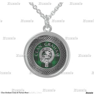 Clan Graham Crest & Tartan Knot Sterling Silver Necklace