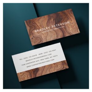 Stylish Modern Wooden Carpentry Construction Business Card