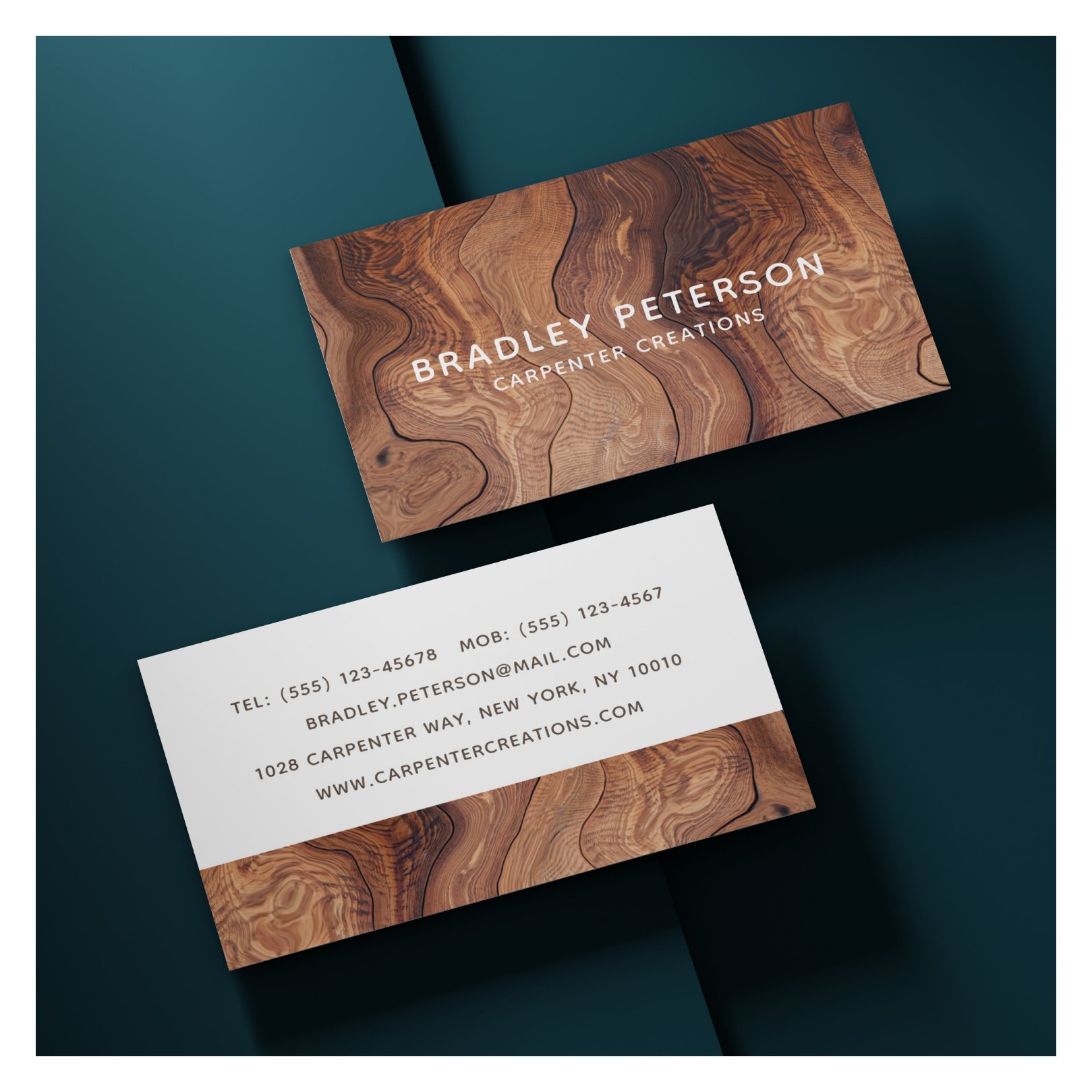 Stylish Modern Wooden Carpentry Construction Business Card