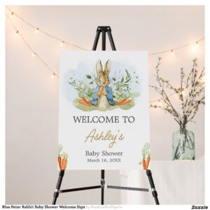 Blue Peter Rabbit Baby Shower Welcome Sign