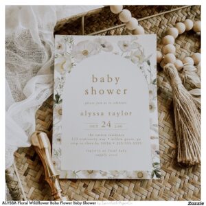 ALYSSA Floral Wildflower Boho Flower Baby Shower Invitation