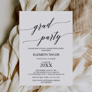 Elegant Black Calligraphy Graduation Party Invitation