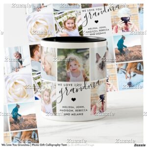 We love You Grandma Photo Gift Calligraphy Text Two-Tone Coffee Mug
