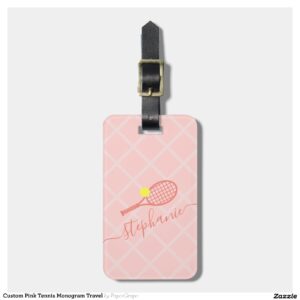 Custom Pink Tennis Monogram Travel Luggage Tag