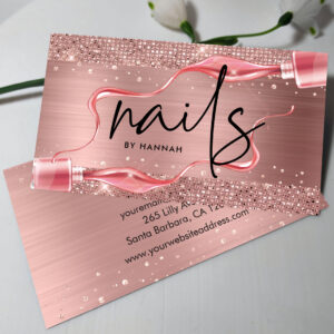 Modern Rose Gold Nail Technician Business Card
