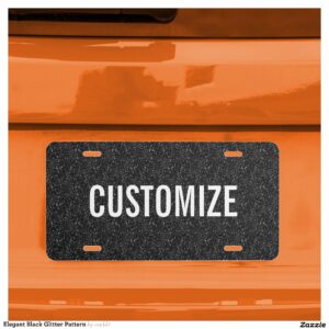 Elegant Black Glitter Pattern License Plate