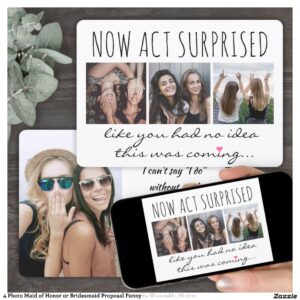 4 Photo Maid of Honor or Bridesmaid Proposal Funny Invitation