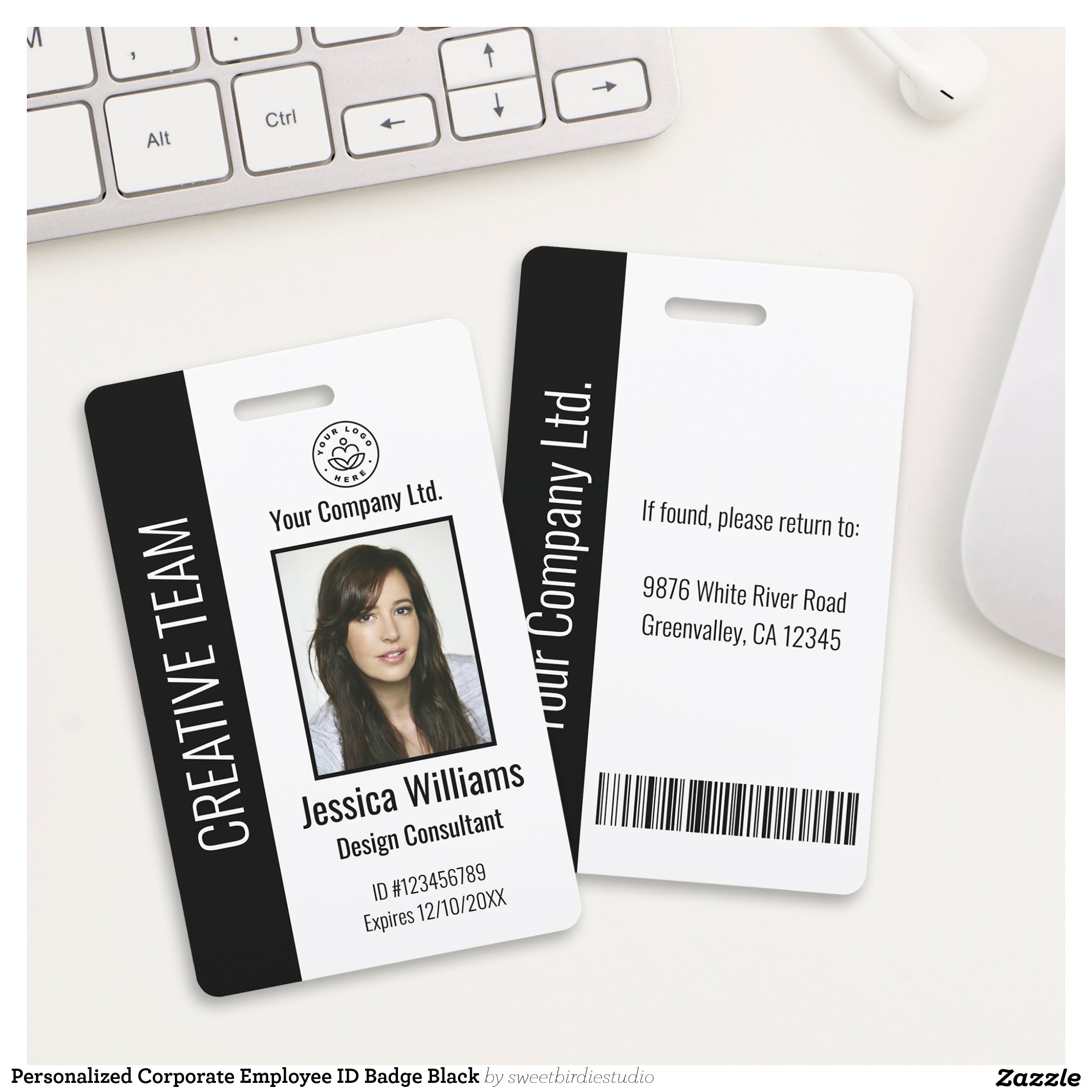 Personalized Corporate Employee ID Badge Black