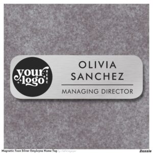 Magnetic Faux Silver Employee Name Tag