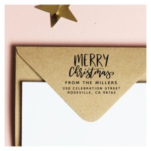 Merry Christmas From Family Name Return Address Self-inking Stamp