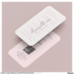 Modern Lashes Makeup artist Nail Tech Pastel Pink Business Card