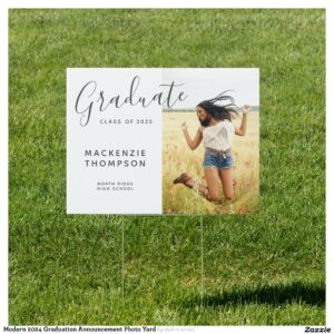 Modern 2024 Graduation Announcement Photo Yard Sign