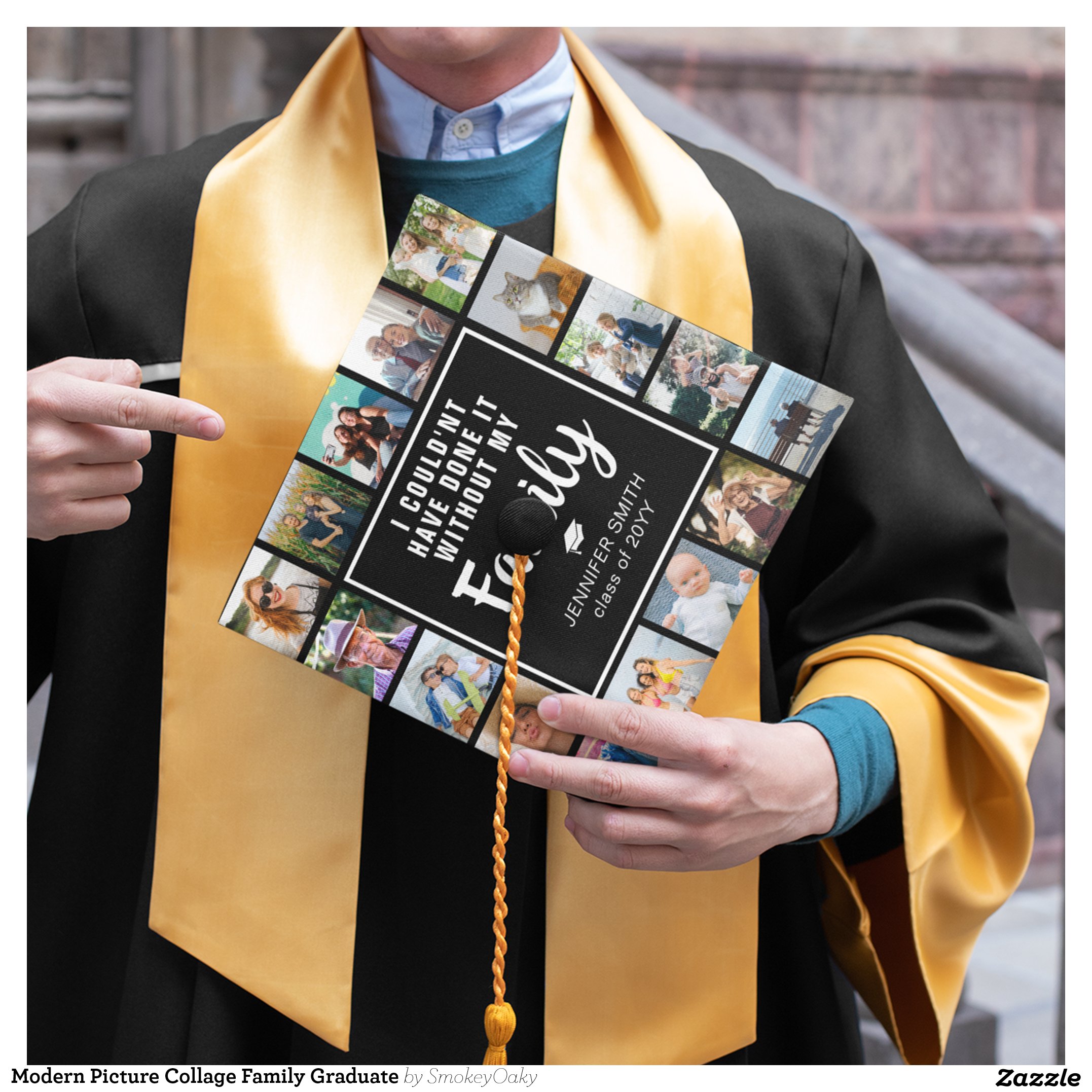Modern Picture Collage Family Graduate Graduation Cap Topper