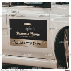 House Painter Modern Black & Gold Painting Service Car Magnet