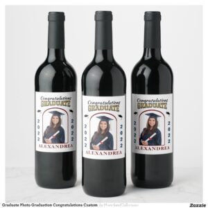 Graduate Photo Graduation Congratulations Custom Wine Label