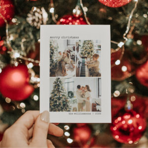 4 Photo Collage Typewriter Minimalist Christmas Holiday Card