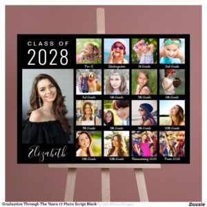 Graduation Through The Years 17 Photo Script Black Foam Board