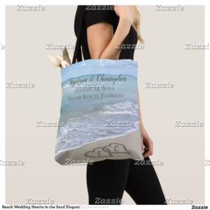 Beach Wedding Hearts in the Sand Elegant Tote Bag