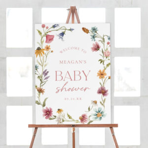 Little Wildflower Blush Baby Shower Welcome Sign