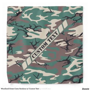 Woodland Green Camo Bandana w/ Custom Text
