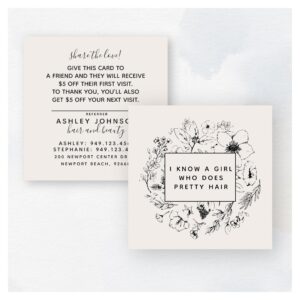 Modern Botanical Blush and Black Referral Card