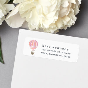 Hot Air Balloon Return Address Label Pink